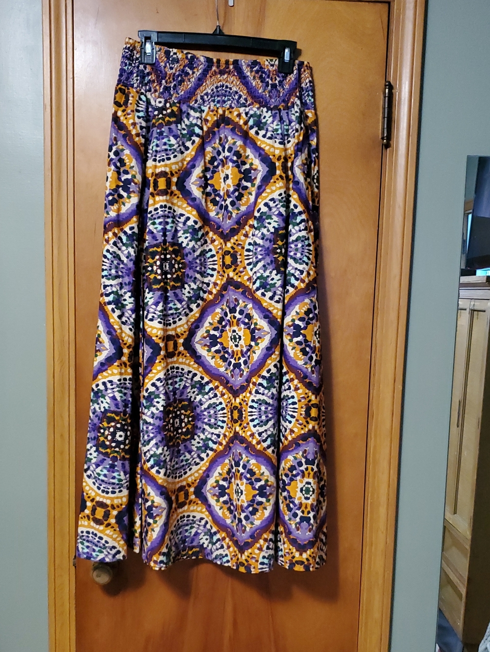 Women’s Purple & Gold Printed Maxi Skirt